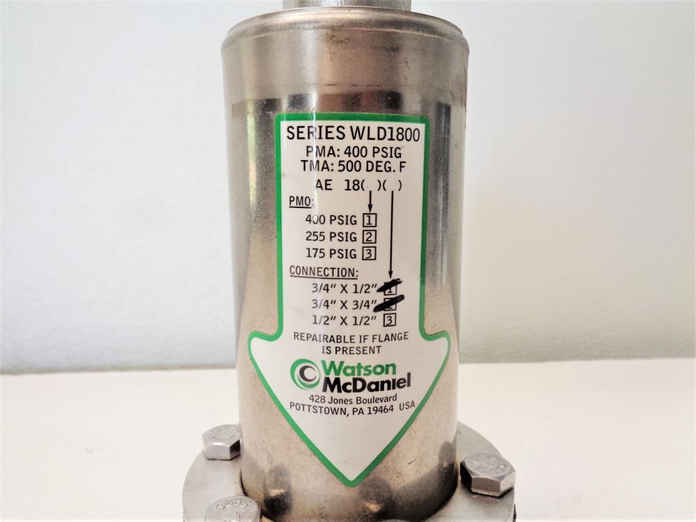Watson McDaniel Liquid Drainer WLD1800, Stainless Steel, 400 PSIG